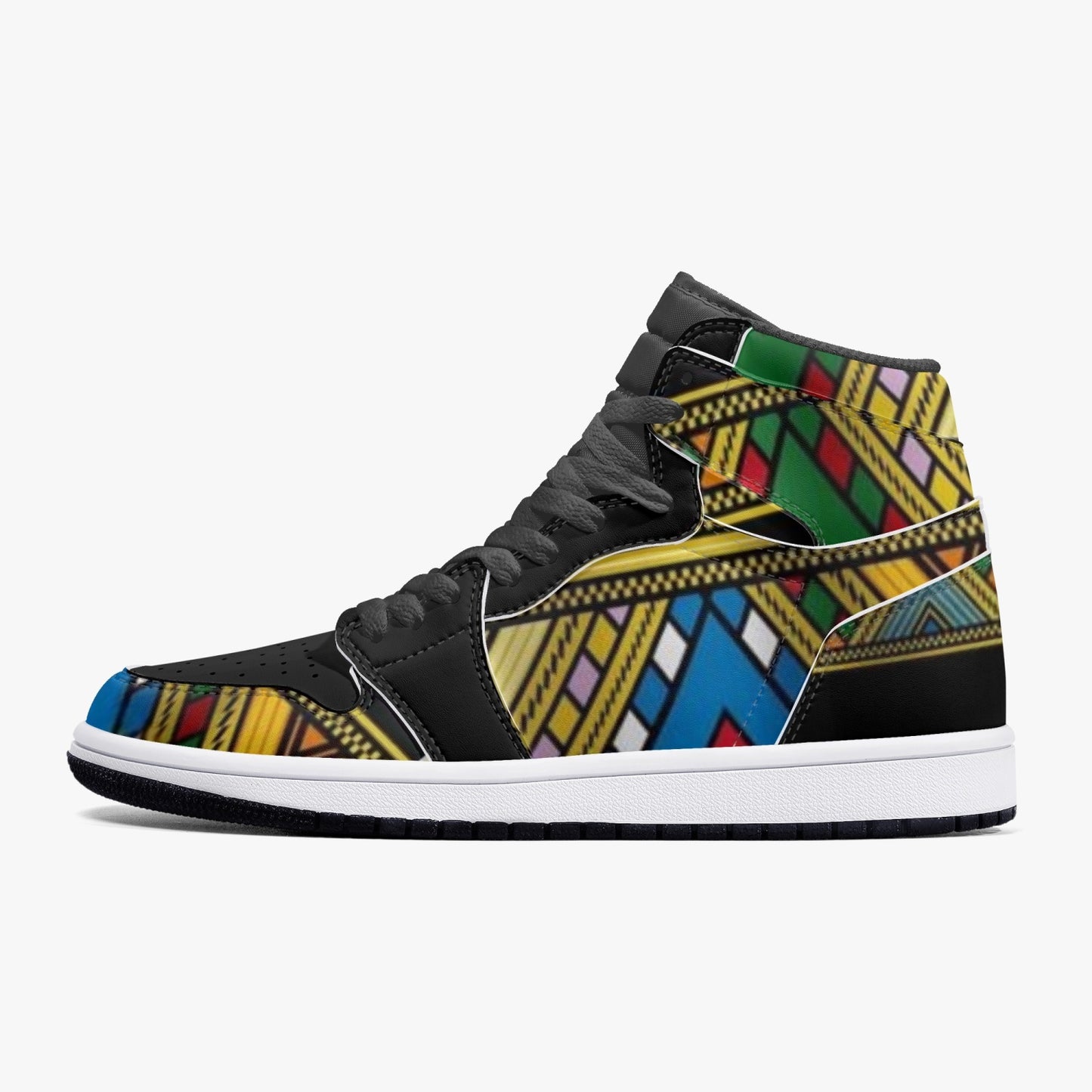 352. AJ1 Black High-Top Leather Sneakers