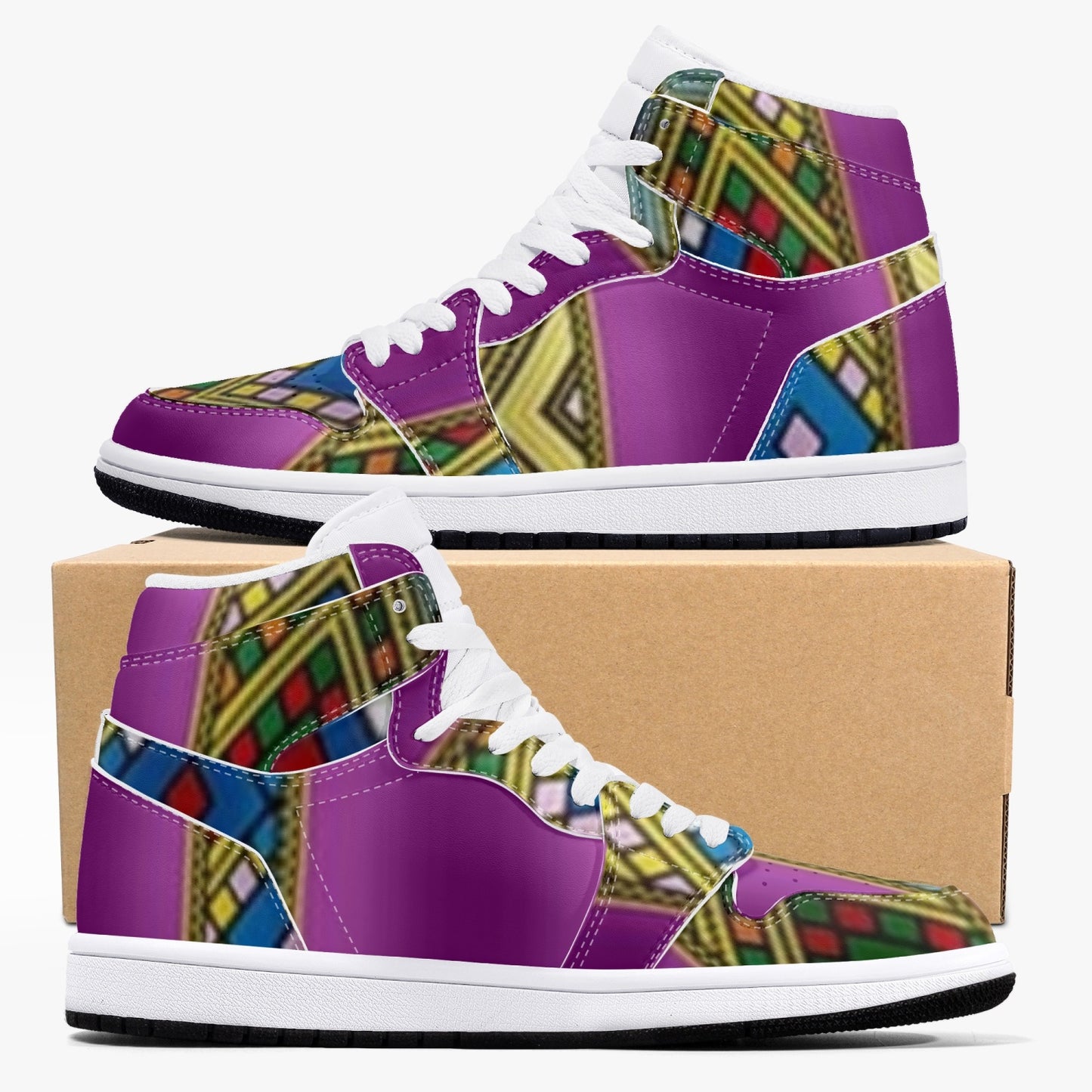 352. AJ1 Black High-Top Leather Sneakers
